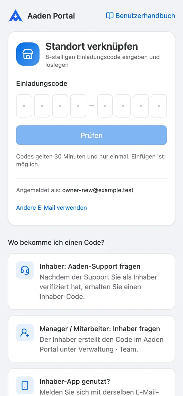 Seite „Standort verknüpfen“