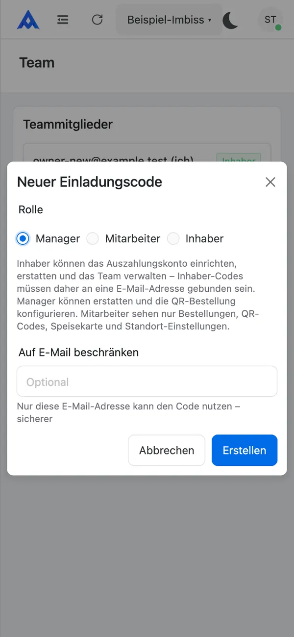 Rolle wählen