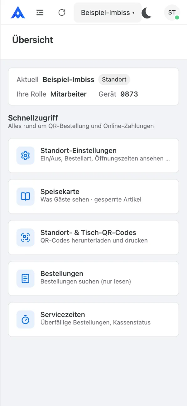 Übersicht für Mitarbeiter