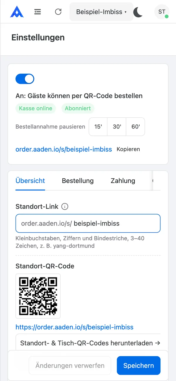 Standort-Einstellungen