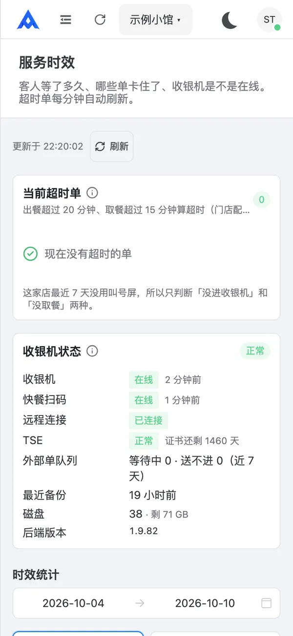 服务时效页